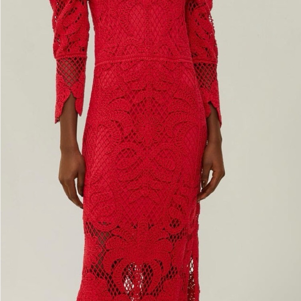 FARM Rio Red Crochet Maxi Dress
